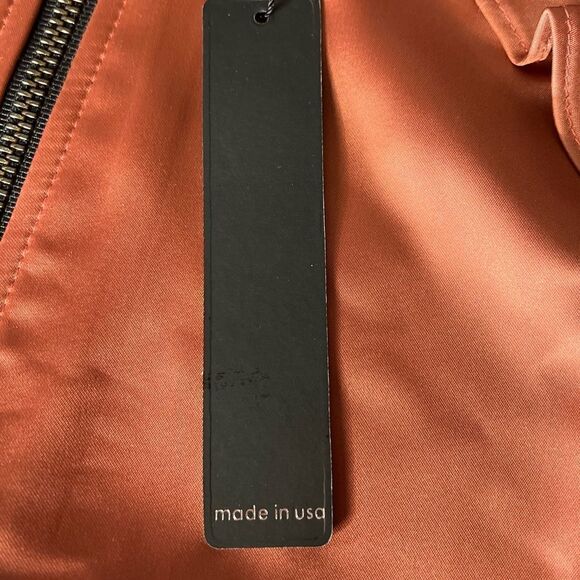 REVOLVE Krisa Ruffle Satin Style Bomber Jacket in Copper. Lined. Size Small. NWT - Picture 8 of 16